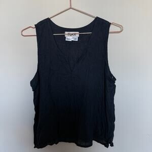 FLAX Linen Top Womens Small Tank Lagenlook Minimalist Neutral Resort Coastal